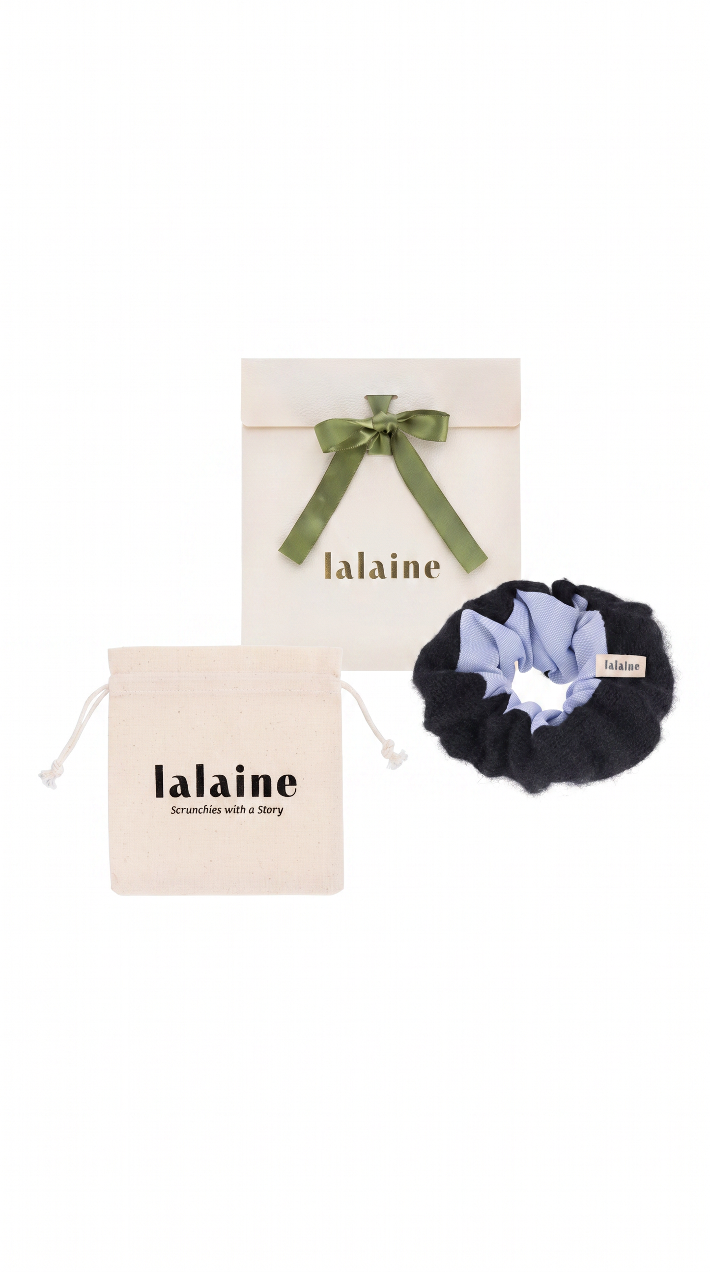 Scrunchie Black & Light Blue - The Noir