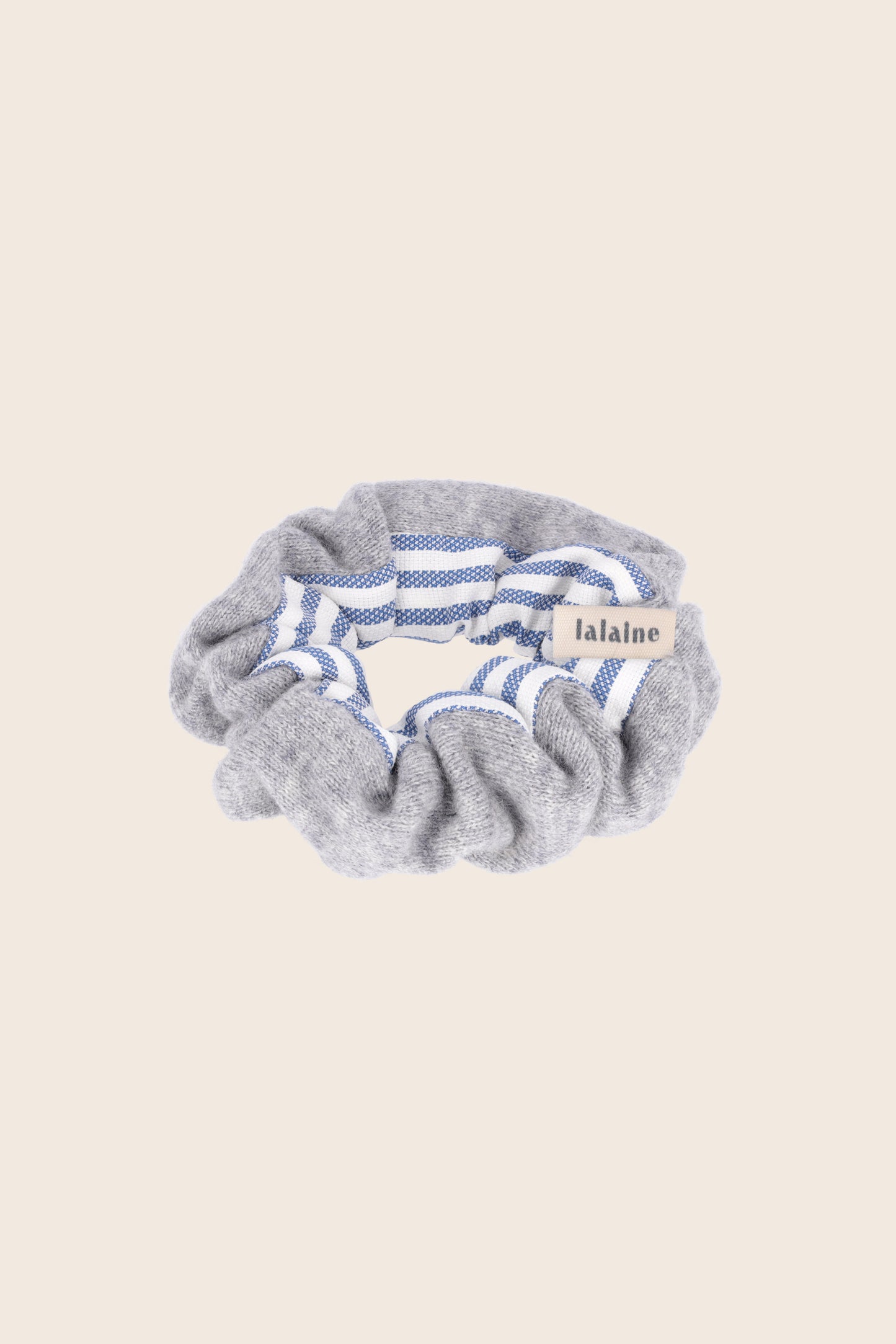 Scrunchie Grey & White/Blue Stripes -The Winter Stripe