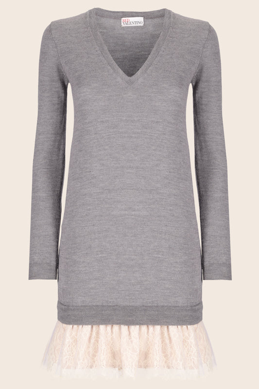 Long Pullover or Dress, V-Collar