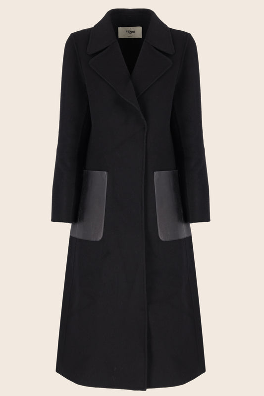 Coat with Leather Details