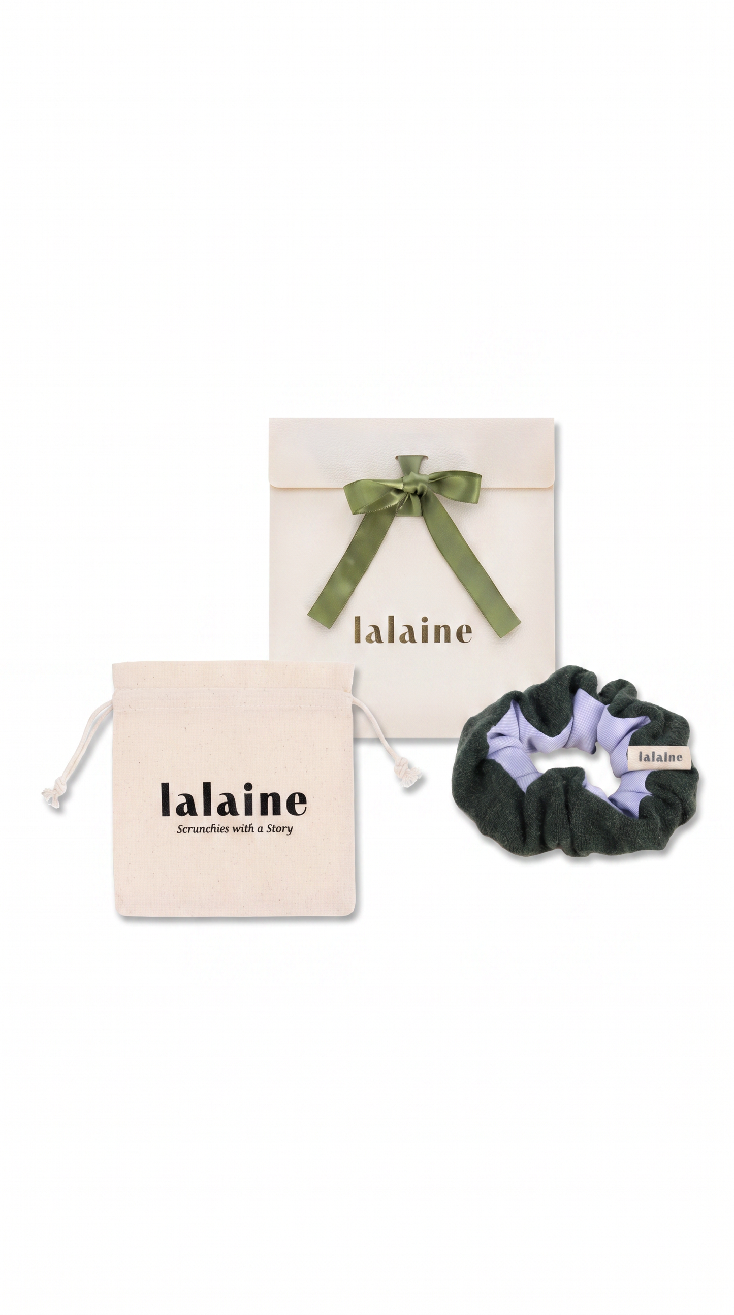 Scrunchie Hunter Green & Light Blue - The Heritage